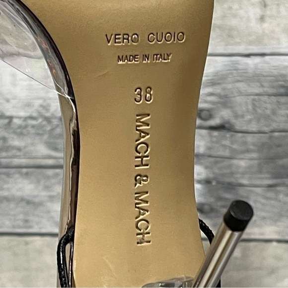 MACH & MACH Kelly Logo Strap Clear Pointed Toe Pump - black - Sz - 8 .US/38 EU - Picture 13 of 15